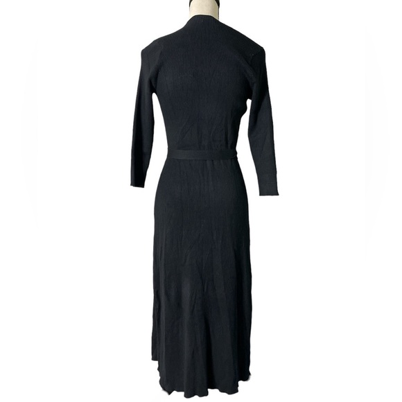 Mango Wrap Ribbed Sweater Midi Dress in Black  - MEDIUM NWT - Picture 7 of 14